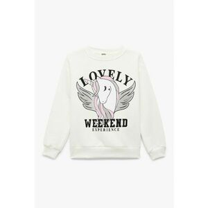Bluza de trening cu imprimeu unicorn - Alb fildes/Negru/Gri inchis imagine