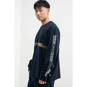 Bluza de bumbac cu imprimeu logo - Alb fildes/Galben/Bleumarin imagine