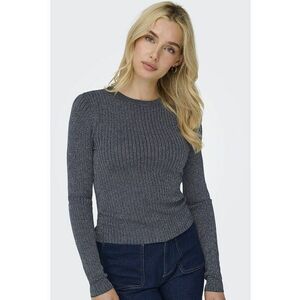 Pulover slim fit cu striatii si detalii stralucitoare - Gri carbune imagine