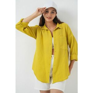 Camasa dama - HiCCUP - supradimensionata - galben mustar - textil - Galben chihlimbar imagine