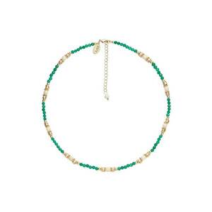 Colier cu agate si pietre fosila - Auriu/Verde aquamarin imagine