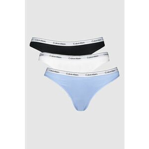 Set de chiloti tanga cu logo - 3 perechi - Alb/Negru/Albastru imagine