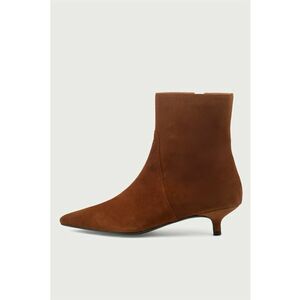 Botine de piele intoarsa cu varf ascutit - Maro cognac imagine