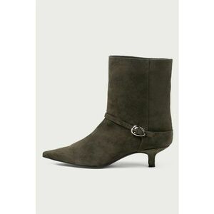 Botine de piele intoarsa cu catarama decorativa - Verde padure imagine