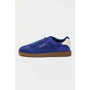 Pantofi sport de piele intoarsa cu logo lateral si talpa joasa - Albastru indigo imagine