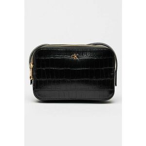 Geaca crossbody de piele ecologica cu model crocodil - Negru imagine