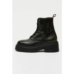 Ghete de piele cu toc masiv - Negru imagine