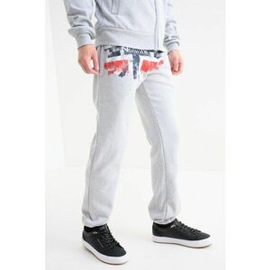 Pantaloni de trening cu logo Mapote - Gri melange/Rosu vermillion imagine