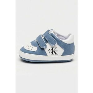 Pantofi sport cu velcro si logo - Alb/Albastru lavanda imagine