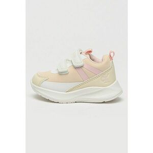 Pantofi sport de piele ecologica si material textil cu velcro - Roz pastel/Bej deschis imagine
