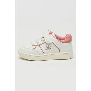 Pantofi sport cu velcro si logo - Alb murdar/Roz imagine