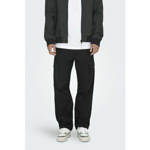Pantaloni relaxed fit cu talie medie - Negru imagine