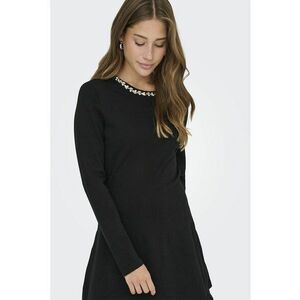Rochie tricotata fin cu croiala A - Negru imagine