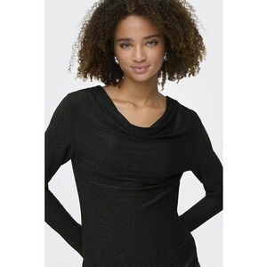 Bluza slim fit cu decolteu drapat - Negru imagine