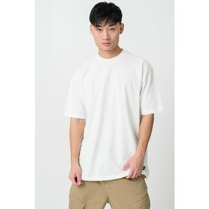 Tricou din bumbac cu decolteu la baza gatului - Alb imagine