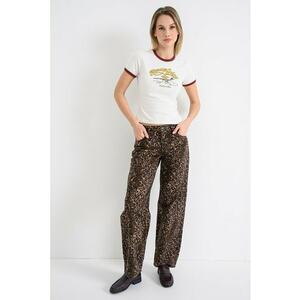 Tricou crop cu imprimeu grafic - Alb murdar imagine
