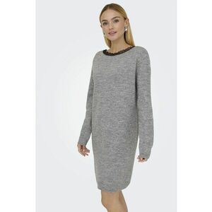 Rochie dreapta cu decolteu in V - Gri deschis melange imagine