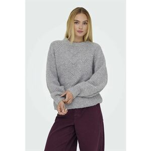 Pulover lejer cu perforatii - Gri melange imagine