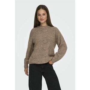 Pulover lejer cu perforatii - Maro melange imagine