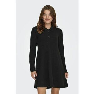 Rochie mini cu croiala in A si guler polo - Negru imagine