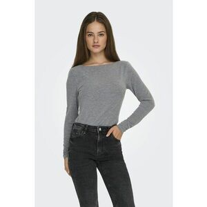 Bluza slim fit cu decolteu barcuta - Gri melange imagine