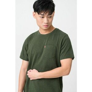 Tricou de bumbac cu buzunar pe piept - Verde imagine