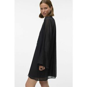 Rochie din amestec de lyocel cu maneci evazate - Negru imagine