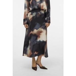 Fusta midi cu imprimeu abstract - Negru/Crem imagine
