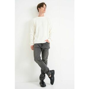 Pulover tricotat cu model uni - Alb imagine