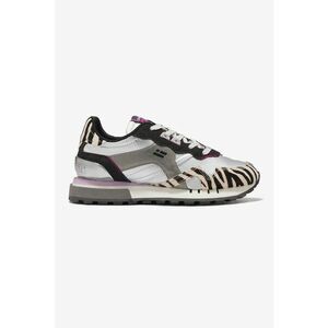 Pantofi sport low-cut cu model animal print - Alb fildes/Negru/Argintiu imagine