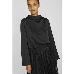 Bluza de satin cu maneci evazate - Negru stins imagine
