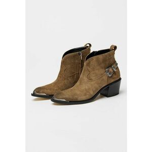 Botine cowboy Patty din piele - Kaki imagine