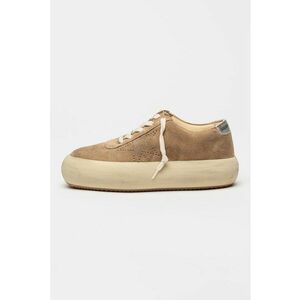 Pantofi sport Space din piele intoarsa cu stea in relief - Maro taupe/Argintiu imagine