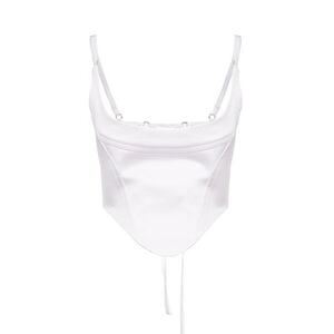 Top-corset cu snururi de ajustare - Alb imagine