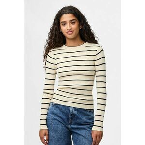 Pulover slim fit cu decolteu la baza gatului - Negru/Bej deschis imagine