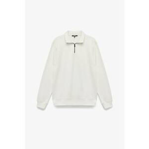 Bluza de trening cu fenta cu fermoar si model uni - Alb murdar imagine
