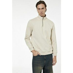 Bluza de trening cu fenta cu fermoar si model uni - Alb fildes imagine