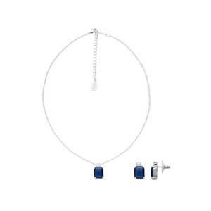 Set de colier - pandantiv si cercei cu cristale - Albastru royal/Argintiu imagine