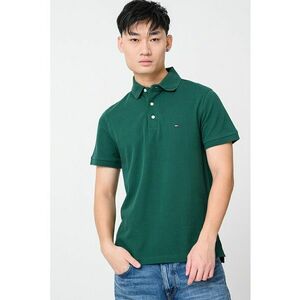 Tricou polo slim fit din amestec de bumbac organic - Verde englez imagine