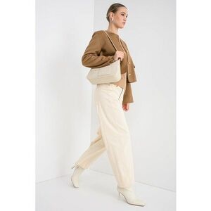 Sacou crop din amestec de lana - Caramel imagine