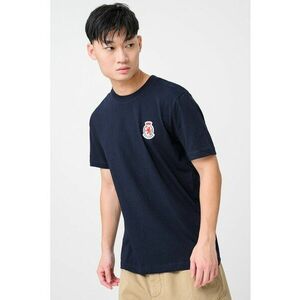 Tricou din bumbac cu insigna logo - Rosu/Alb/Negru imagine