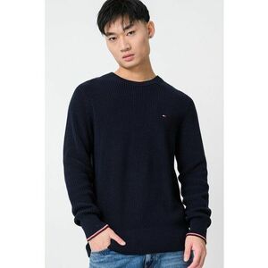 Pulover slim-fit din bumbac organic - Albastru ultramarin imagine