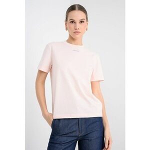 Tricou din bumbac cu loco pe piept - Roz somon imagine