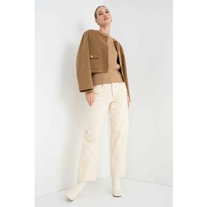 Pulover din bumbac organic cu model torsade - Caramel imagine