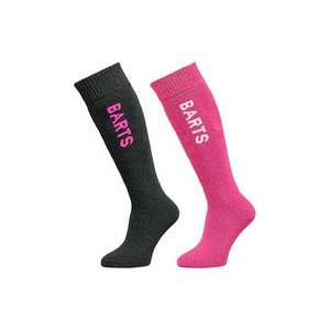 Set de sosete lungi cu logo - 2 piese - Fucsia/Gri antracit imagine