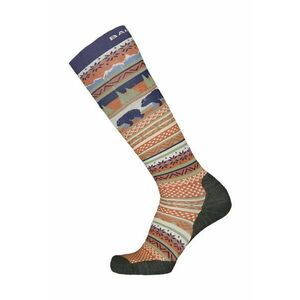 Sosete lungi cu model - pentru schi - Albastru inchis/Portocaliu persan/Verde sparanghel imagine