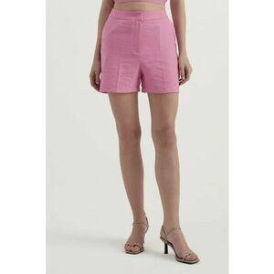 Pantaloni scurti dama - talie inalta - roz - material textil imagine