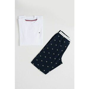 Pijama din amestec de bumbac cu pantaloni lungi - Alb/Bleumarin imagine