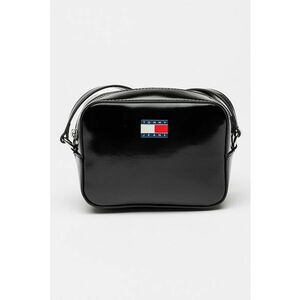 Geanta crossbody cu aspect lacuit - Negru imagine