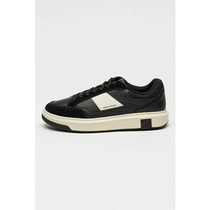 Pantofi sport low-cut cu garnituri de piele intoarsa - Negru/Alb murdar imagine